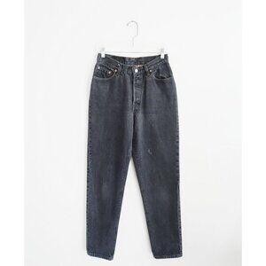 Vtg 80s Levi's 501 Grey Denim High Waist Tapered Leg Button Fly Jeans 9 fit 28 6
